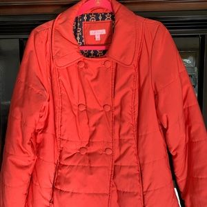 Lilly Pulitzer Quilted Puff Jacket Coat EUC Size 12 Coral